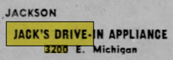 Jacks Drive-In Applicance Store - Dec 1968 Ad (newer photo)